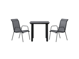 Maison Exclusive - 3 Pcs Conjunto De Jantar Para Jardim Aço E Textilene Preto