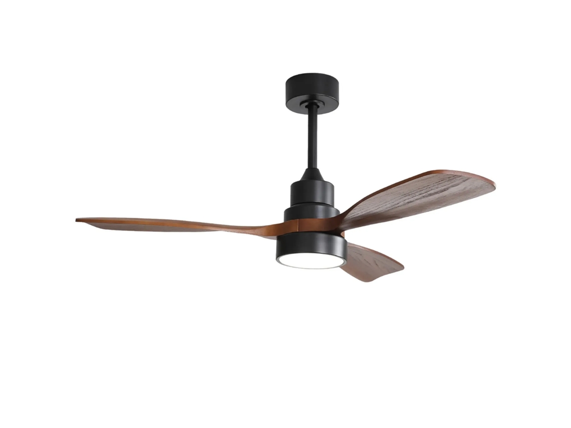 Ventilador De Teto De Madeira De 48 Polegadas Com 3 Pás De Madeira Maciça, Controle Remoto E Motor Cc Reversível De