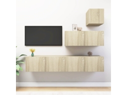 Vidaxl 4pcs Conjunto de Móveis de Tv Derivados Madeira Carvalho Sonoma