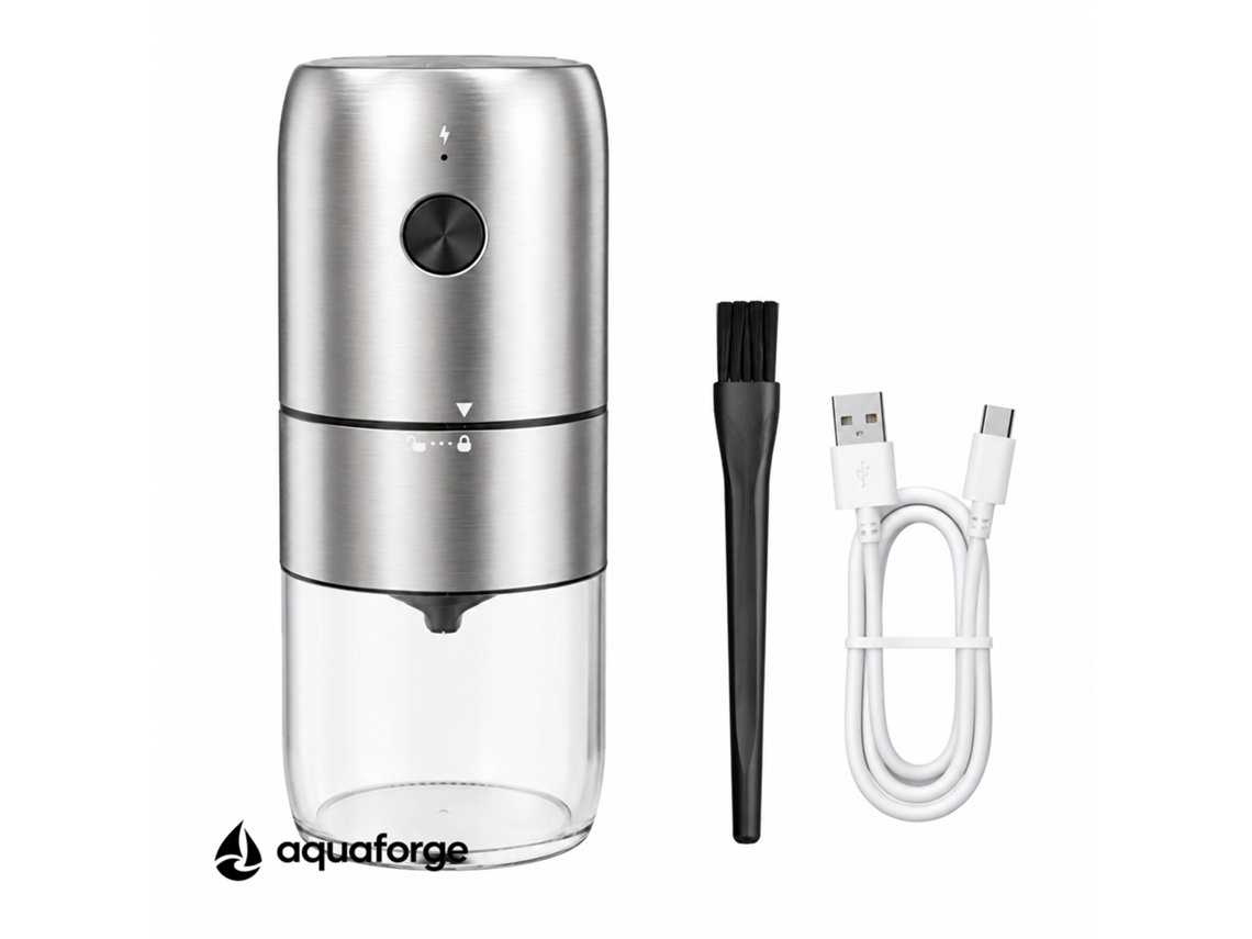 Moinho Elétrico De Café Aquaforge Kmdj-4a Com Moagem Ajustável E 528 G Para Café, Prateado