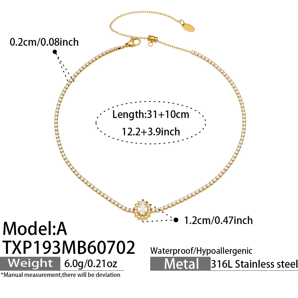 (colar) Colar Pulseira Em Formato De Gota Com Zircônia Cúbica De Grau 5a, Leve E Luxuoso, Perfeito Para Usar À Noite.