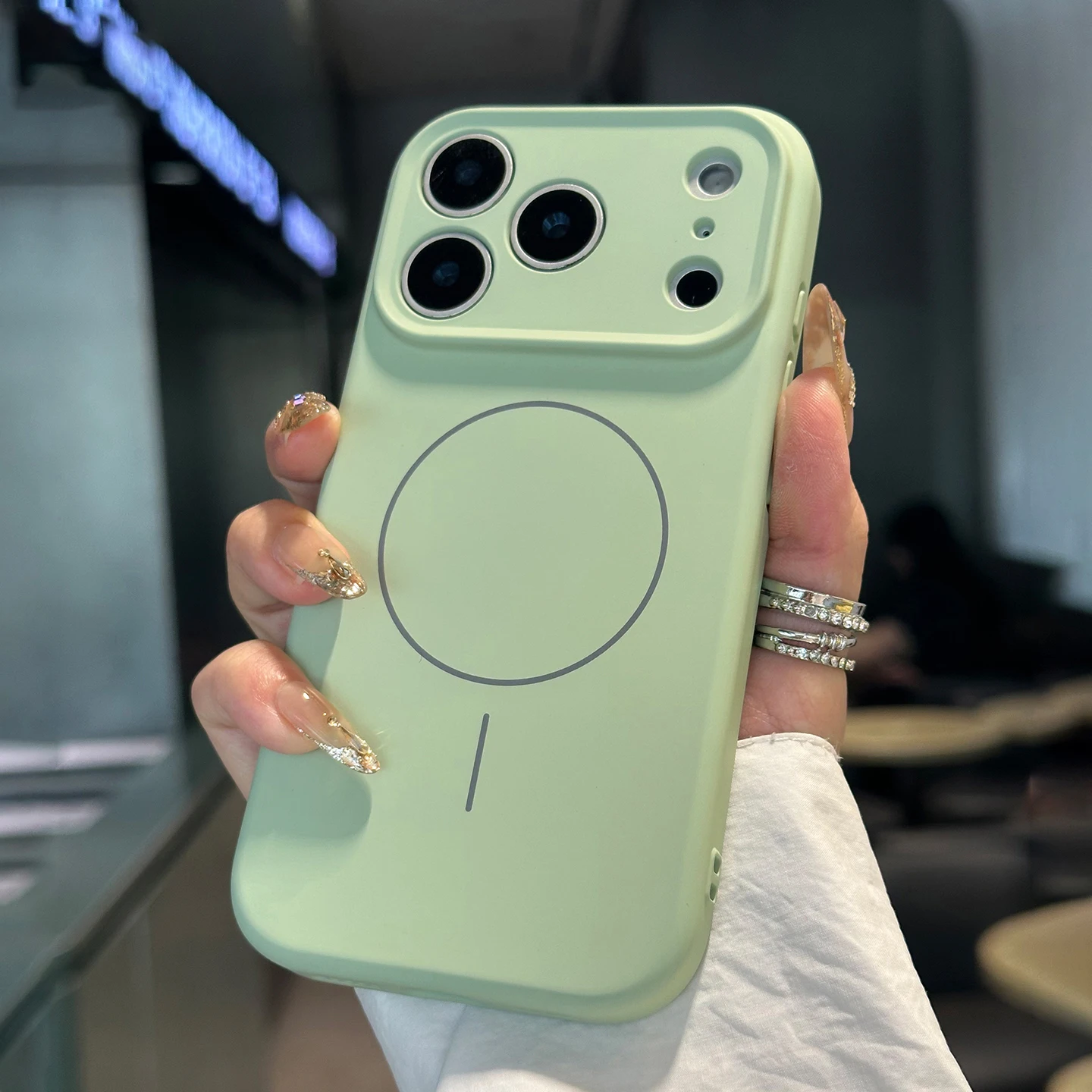 (ciano) Capa De Celular Macia Em Silicone Líquido Fosco Para Iphone 16, Com Função Magnética.