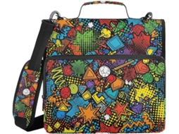 Pasta Organizadora com 3 Argolas e Alça, de 1,5 Polegadas, com Diversas Bolsas, da Marca Graffiti, Ideal Escola E