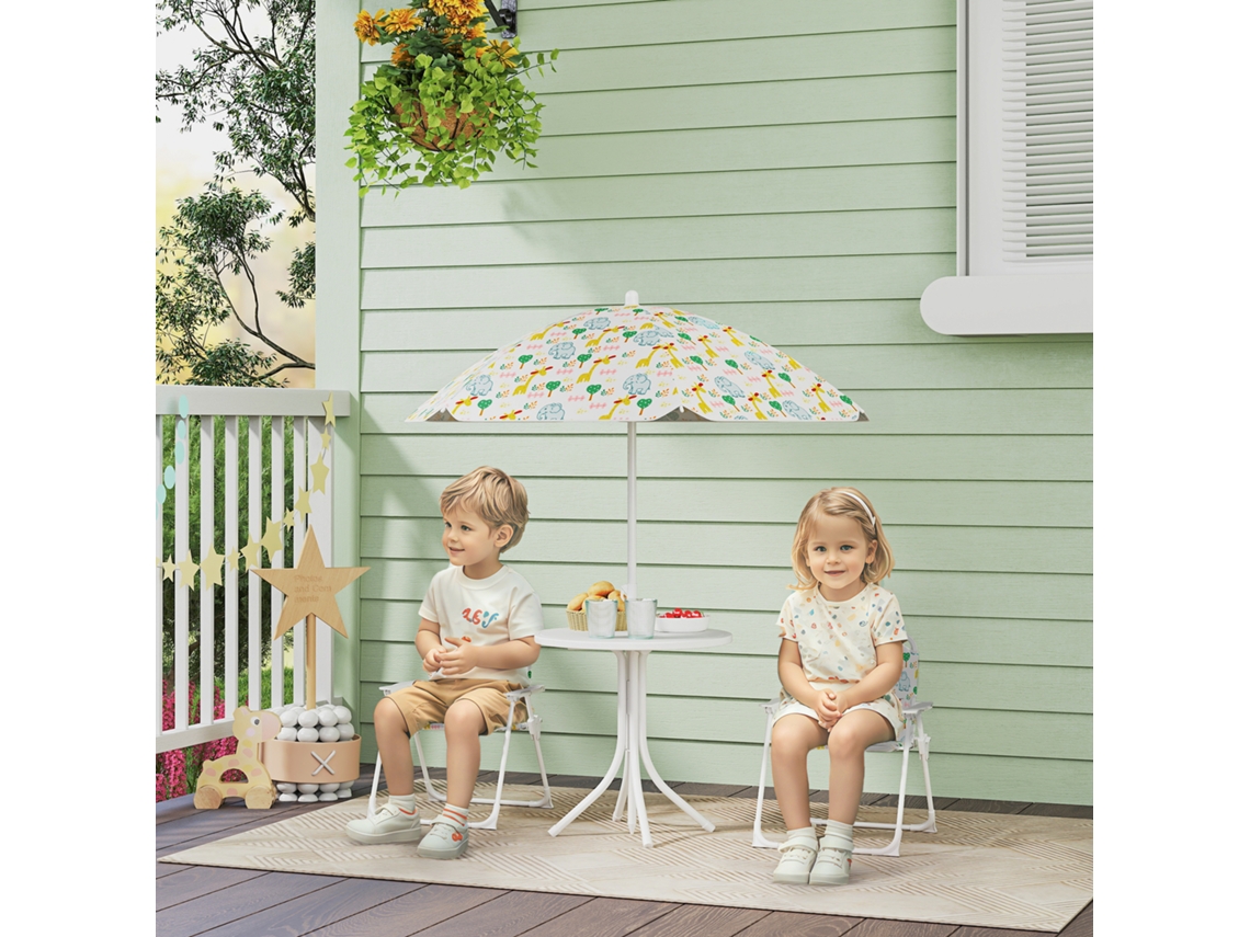Conjunto Móveis Jardim Infantil 4 Peças Guarda-sol Ø100cm E Cadeira