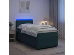 Vidaxl Cama Box Spring Com Colchão Verde-escuro 90 X 190 Cm Veludo