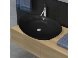 Lavatório Cerâmico Oval Preto 59 X 38,5 Cm