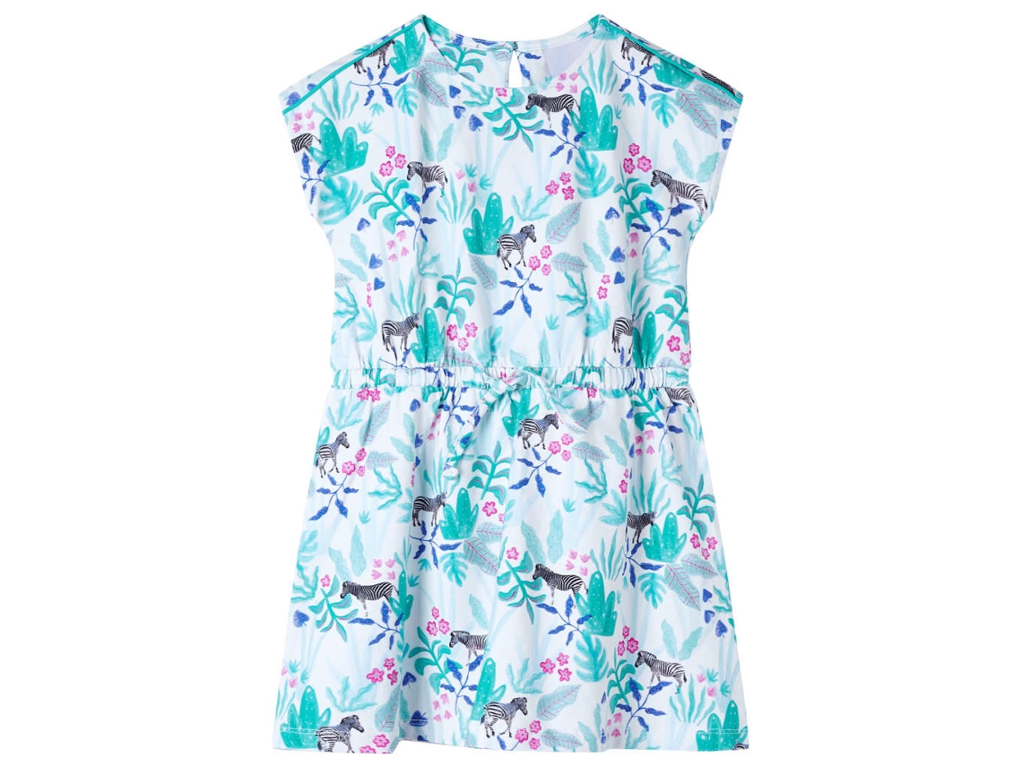 Vestido Para Criança Cor Cru E Menta-escuro 104