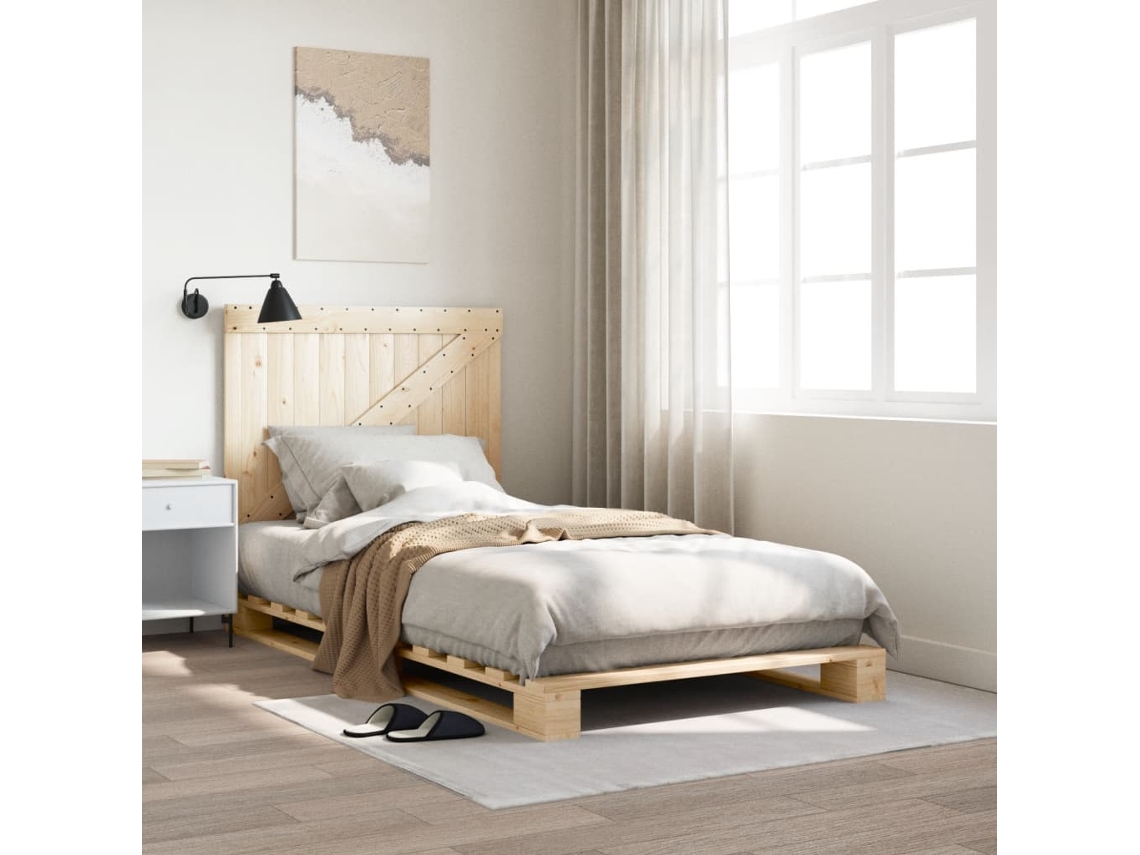 Estrutura De Cama Com Cabeceira 100x200cm Pinho Maciço
