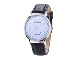 Reloj De Pulsera De Cuarzo Casual Fashion Con Correa De Cuero Pu Redondo Negro