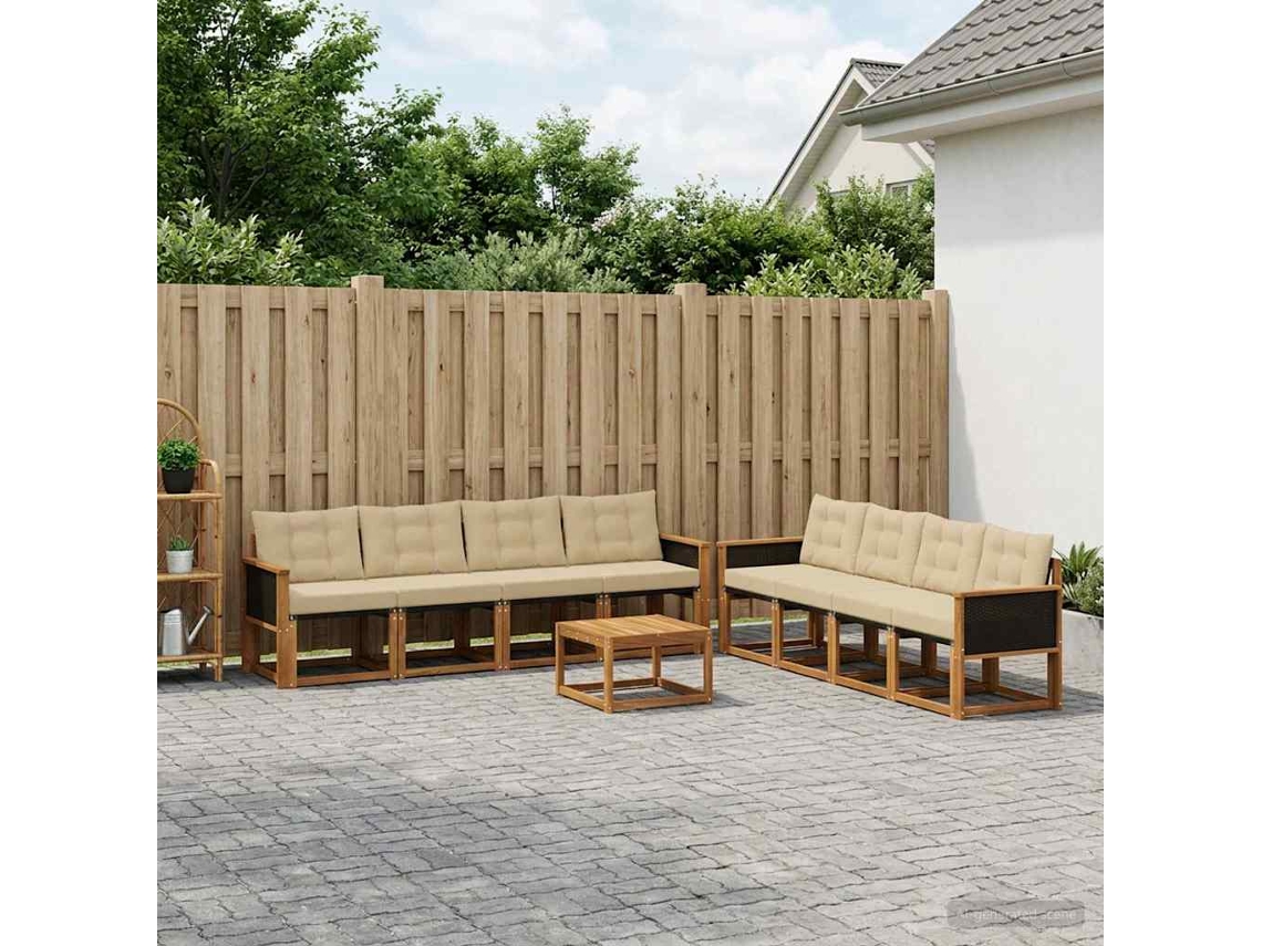 Vidaxl Conjunto De Sofás Para Exterior 9 Pcs Natural E Bege
