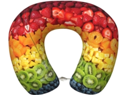 Travesseiro de Viag Espuma Viscoelástica com Estampa Frutas e Arco Suporte para o Pescoço 100 % Poliéster
