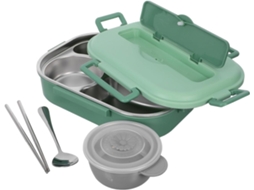 Lancheira Bento Fuoyloo Em Aço Inoxidável, 1500ml, Com 4 Compartimentos, Leve E Hermética, Ideal Para Estudantes E