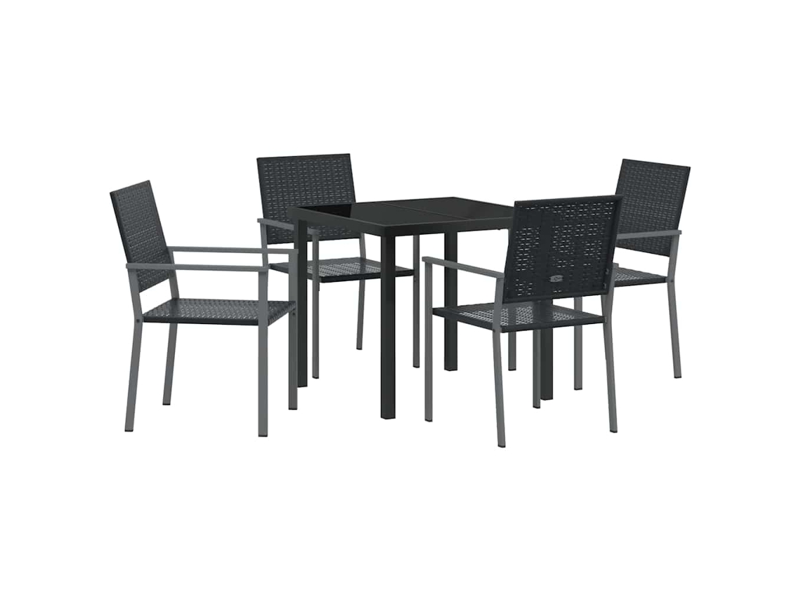 Conjunto 5 Móveis Para Exterior Vidaxl Preto Vime Pe (80 X 80 X 73 Cm)