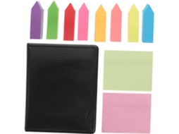 Conjunto de adesivos para lembretes, 1 conjunto, com caixa de PU marrom, papel e lembrete.