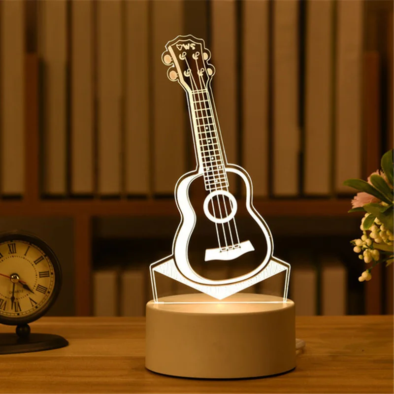 (guitarra De 24 Polegadas Alimentada Por Usb) Luminária Noturna 3d Em Acrílico
