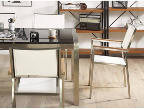Conjunto 2 Cadeiras de Jardim BELIANI Grosseto (Branco - 55x58x87 cm - Vime)