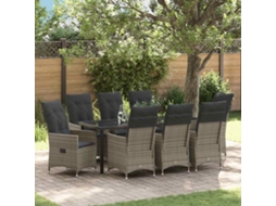 Vidaxl Conjunto De Jantar Para Jardim 9 Unid. Cinzeto Vime Pe