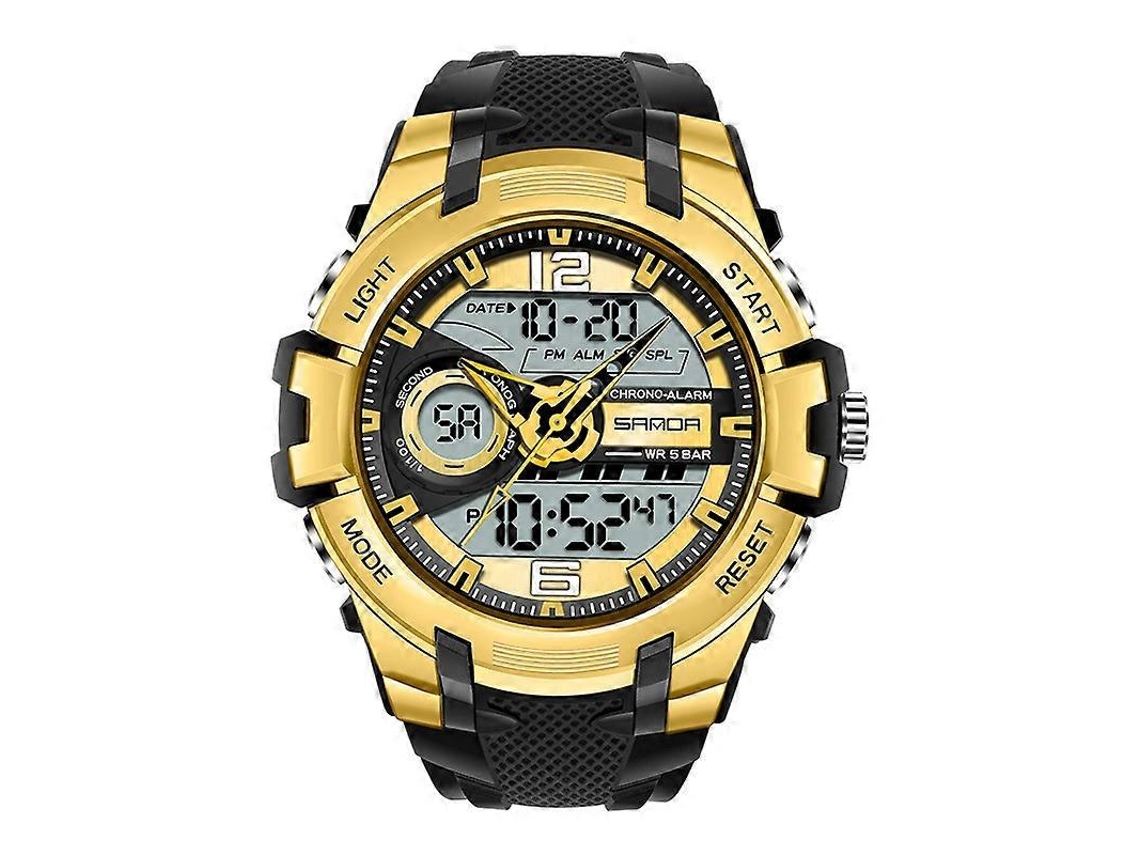 Sanda 6015 Hengrongshen Relógio esportivo multifuncional luminoso masculino com função à prova d'água e data.