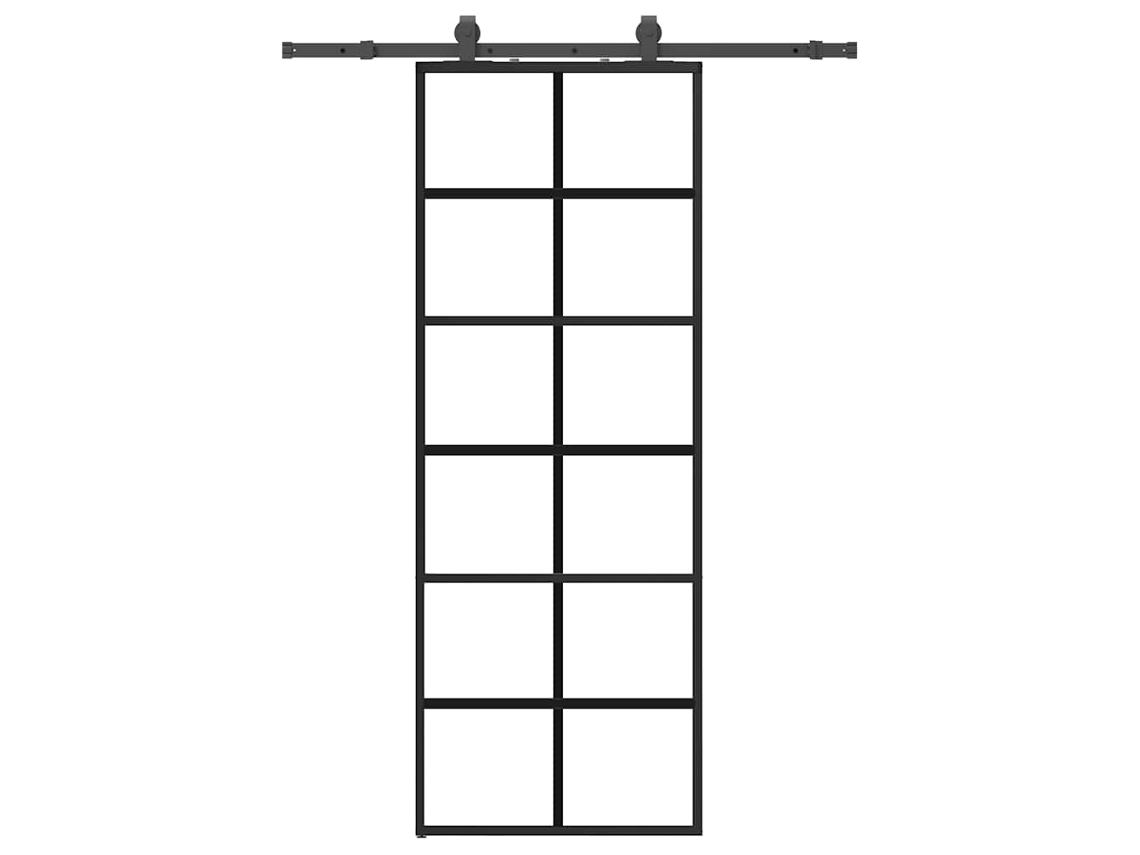 Sliding Door, Sliding Doors Vidaxl Preto Vidro (76 X 205 Cm (152.5 Cm Sliding Rail))