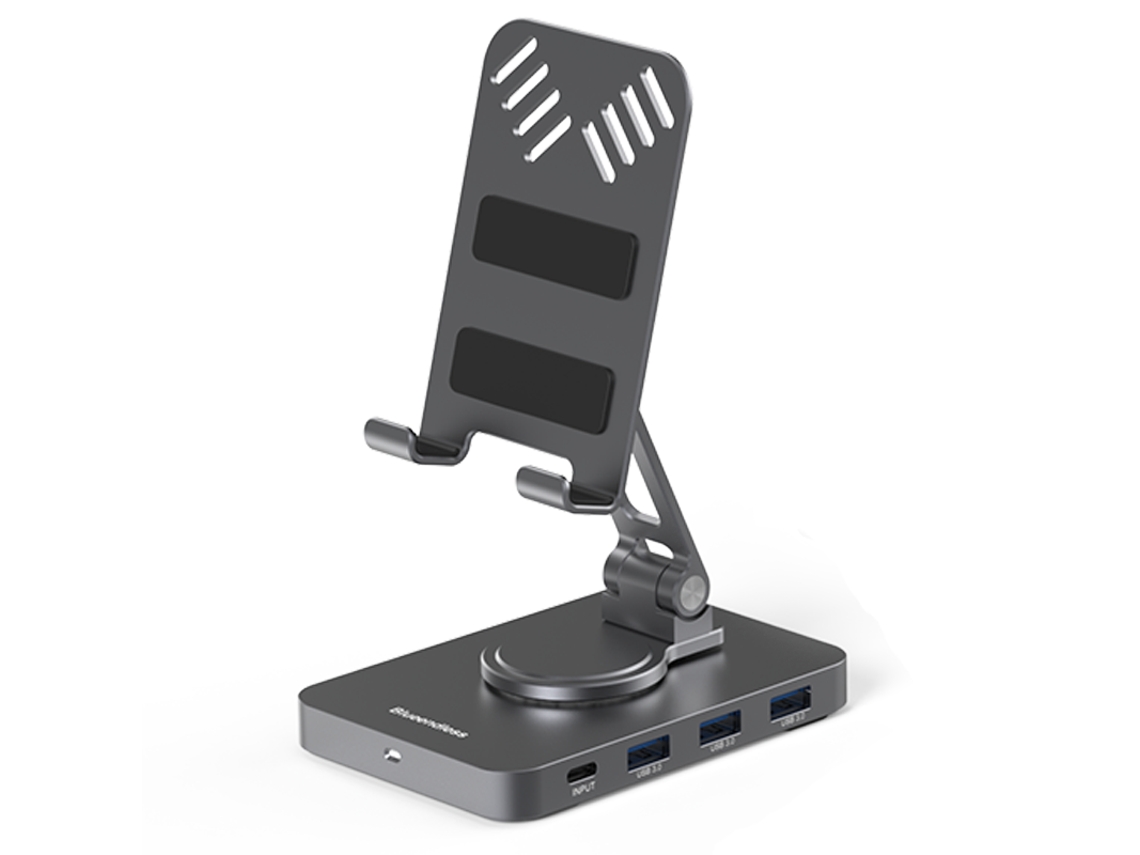 Yizhood Alumínio Tipo C Hub Docking Station Tipo C Hdmi Pd Usb3.03 Para Leitor Tf/sd 10 Em 1 Suporte Para Celular Duplo Cinza