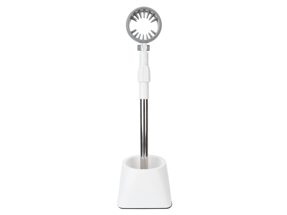 2026 soporte de Secador de Pelo Ajustable de Acero Inoxidable para Baño Manos Libres Con Base Estable Blanco