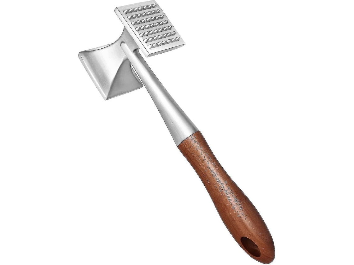 Martillo para Carne, Martillo de Carne de Acero Zinco com Cabo de Madeira, 2 em 1 para Amaciar e Aplanar Carnes