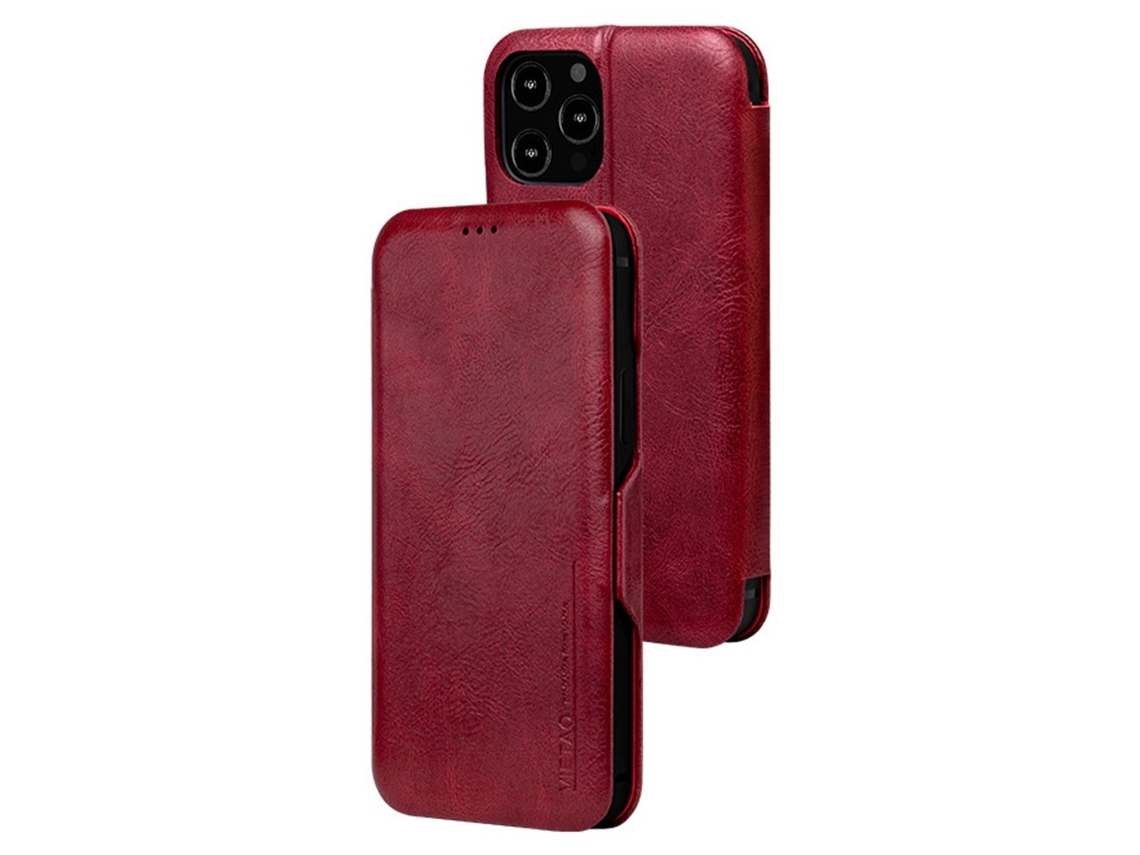 Capa Inch Para Iphone 13 Pro Pele Sintética Anti-choque Com Porta-cartões Vermelho