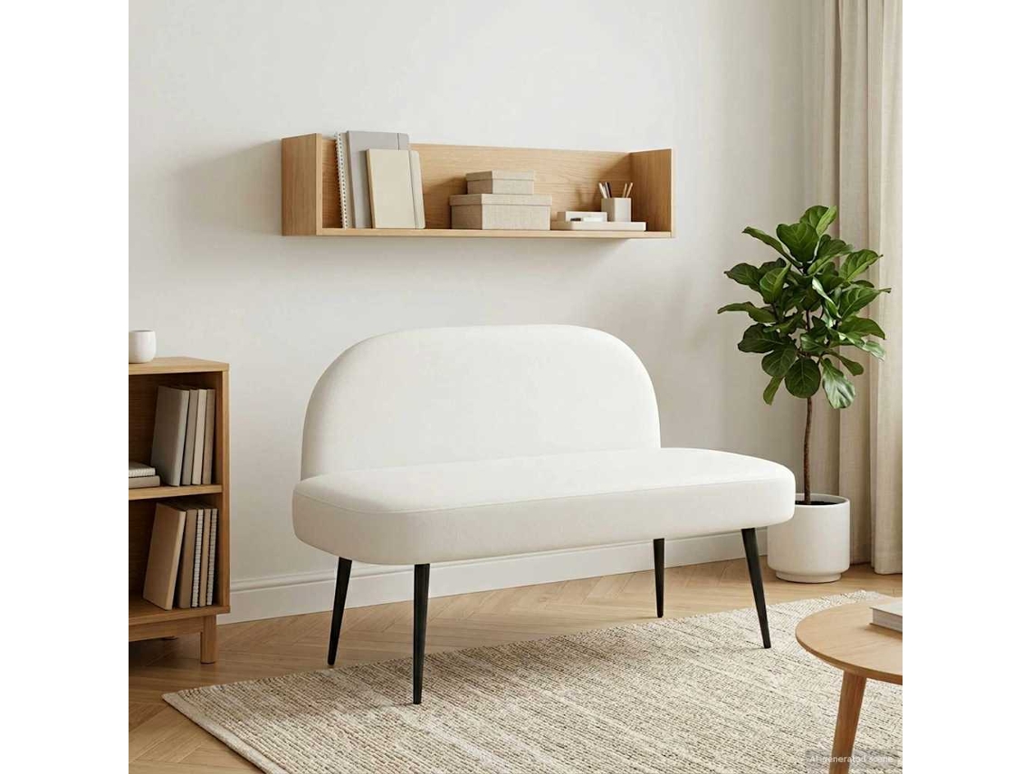 Vidaxl Banco Estofado Com Encosto Branco 110 X 60 X 76 Cm