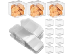 Abaodam 100 Unidades De Caixas Individuais Transparentes Pvc Para Sobremesas, 6x6x6 Cm, Caixas Quadradas Para Reuniões E