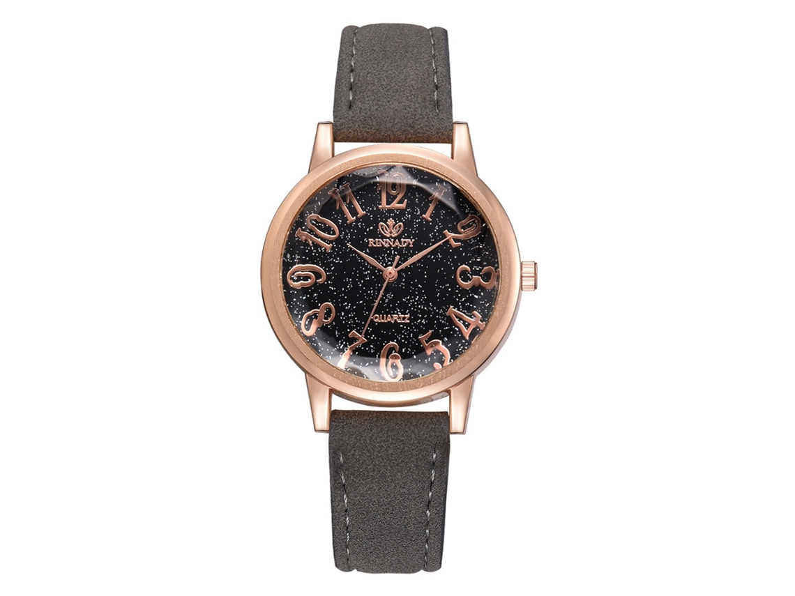 Relógio de Pulso Feminino Clássico Digital de Quartzo com Pulseira de Couro Pu Cinza