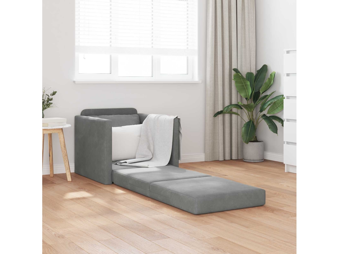 Vidaxl Sofá-cama Cinza Escuro 74 X 77 X 81 Cm Veludo