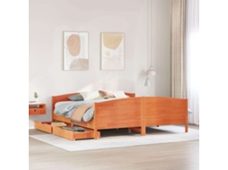 Vidaxl Cama Sem Colchão 160x200 Cm Madeira Pinho Maciço Castanho-mel