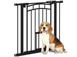 Portão de Segurança para Cães Automático Sem Furar Aço 74-80 cm Preto | S/MARCA