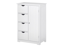 Armário Banho 1 Porta + Gavetas 56x30x83cm Branco