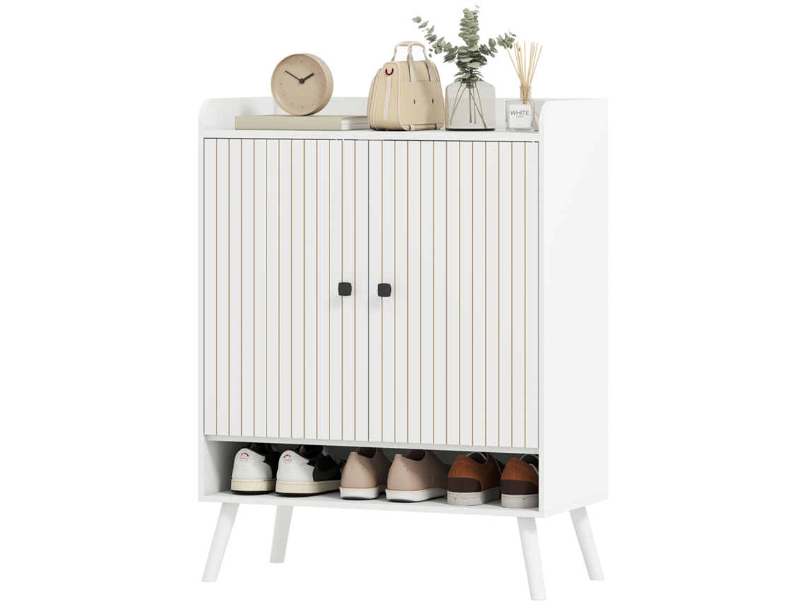 Sapateiro Prateleiras Entrada Ajustáveis, Compartimento Aberto 15 Pares Sapatos, 75x35x97 Cm Branco