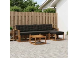 Vidaxl Conjunto De Sofás Para Exterior 6 Pcs Natural E Preto