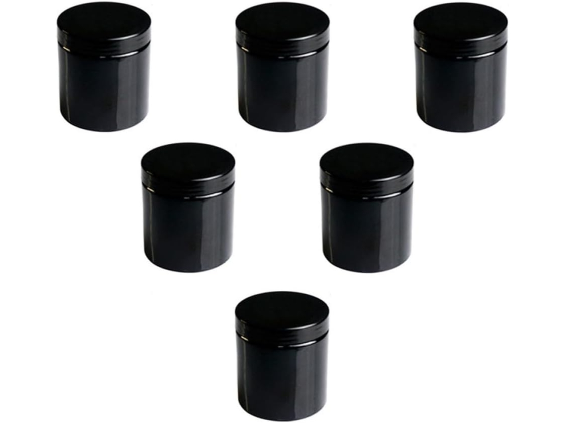 Popettop Com 6 Potes De Plástico Pet Preto Para Creme Cosmético, 500ml, Com Abertura Larga, 92 X 92 X