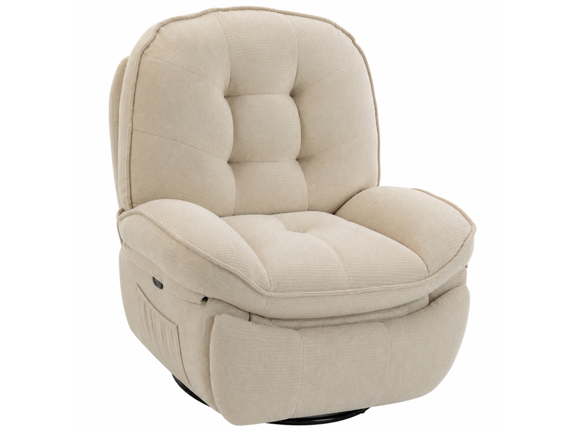 Poltrona Relax Tv Reclinável Giratória Com Função Baloiço, Mobiliário Ideal Para Sala E Quarto