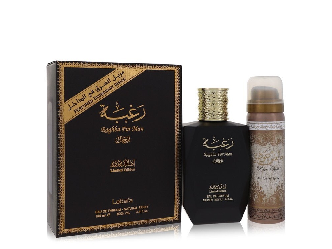 Eau De Parfum Lattafa Raghba Man by Lattafa Spray plus 1.7 oz Deodorant Spray 3.4 oz (100 ml)