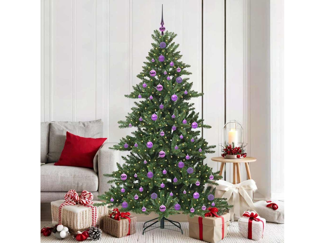 Vidaxl Árvore De Natal Articulada Artificial Verde 180 Cm Pvc E Aço