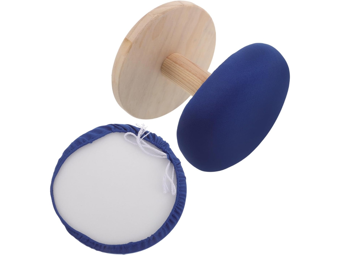 Tábua De Passar Roupa Pequena, Redonda, De Madeira, Com Capa Azul, 17,8 Cm