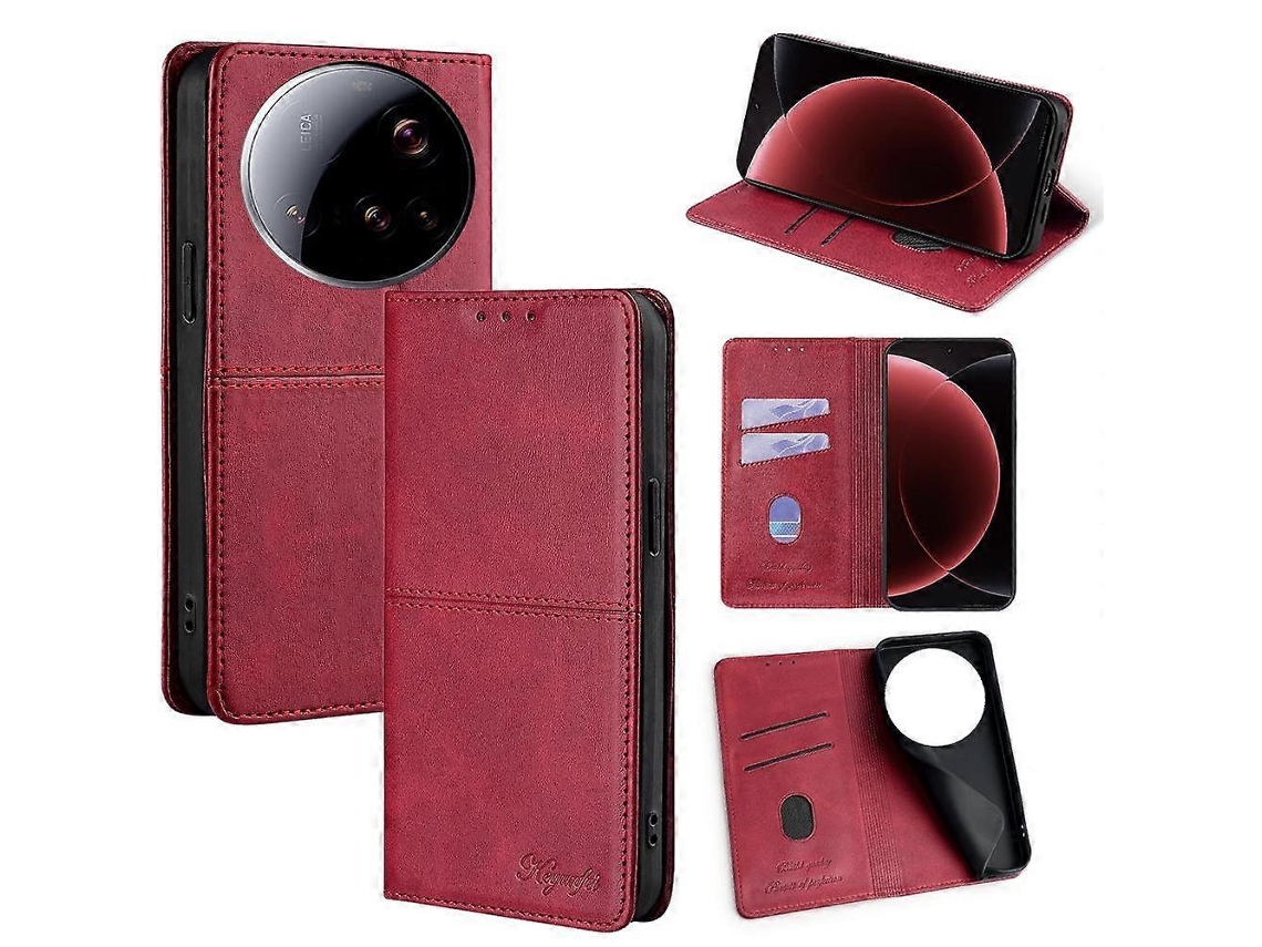 Capa De Couro Magnética Com Textura De Vaca Para Xiaomi 15 Ultra