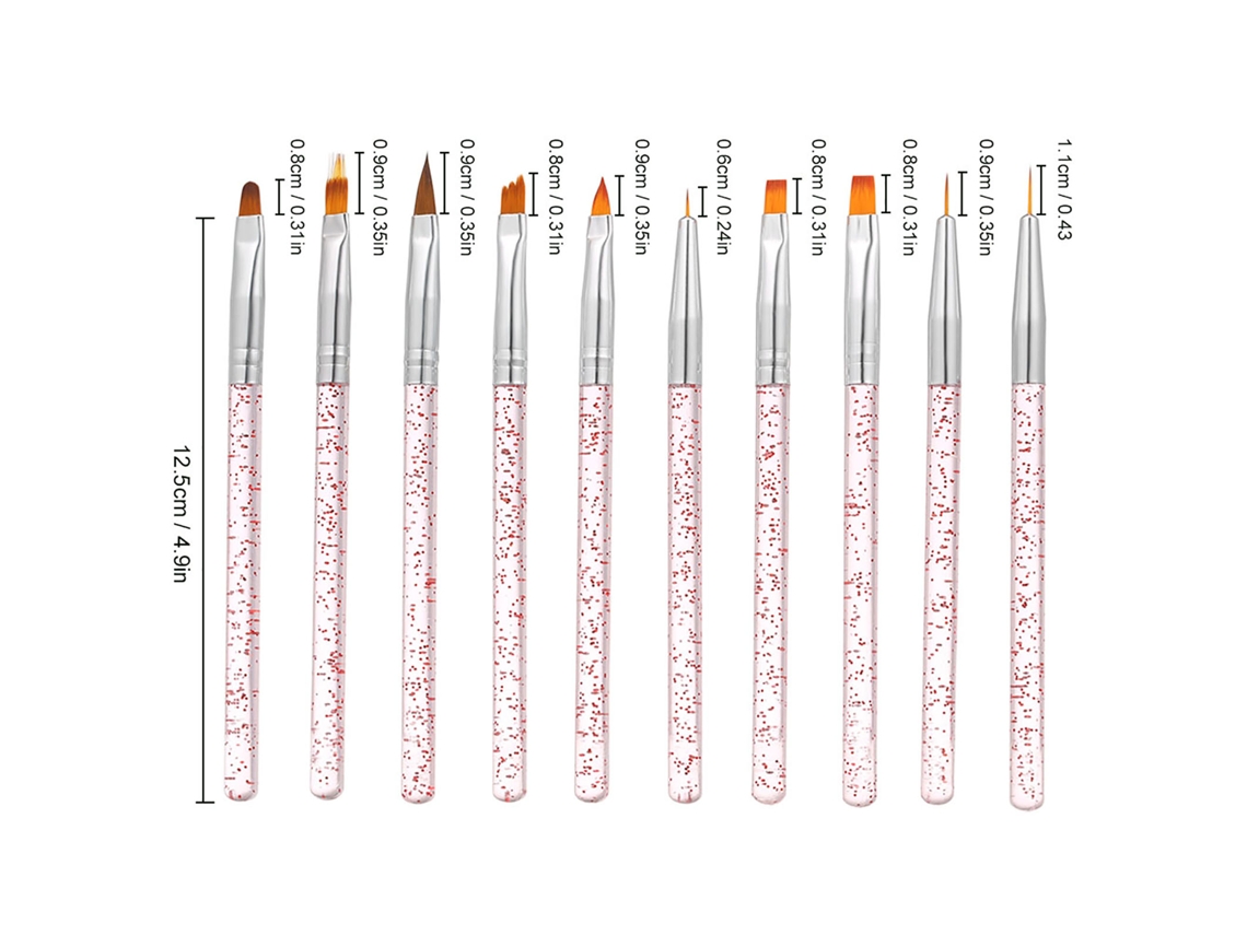 10pcs/set Pincéis De Arte De Unha Para Pintura Desenho Uv Gel Acrílico Ferramentas De Manicure