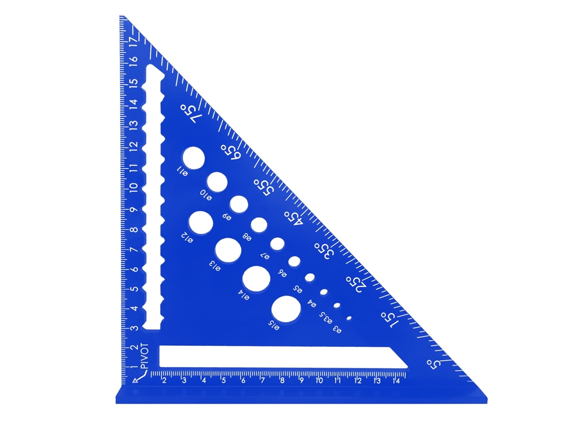 Esquadro De Carpinteiro 7 Polegadas, Régua Triangular Métrica, Liga De Alumínio Alta Precisão Para Carpinteiros, Telhadistas E Engenheiros(azul)