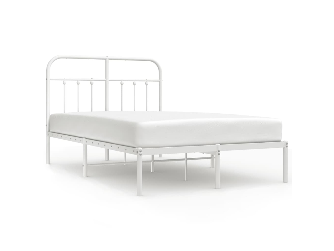 Estrutura de Cama com Cabeceira Metal Branco MAISON EXCLUSIVE 120x190 cm