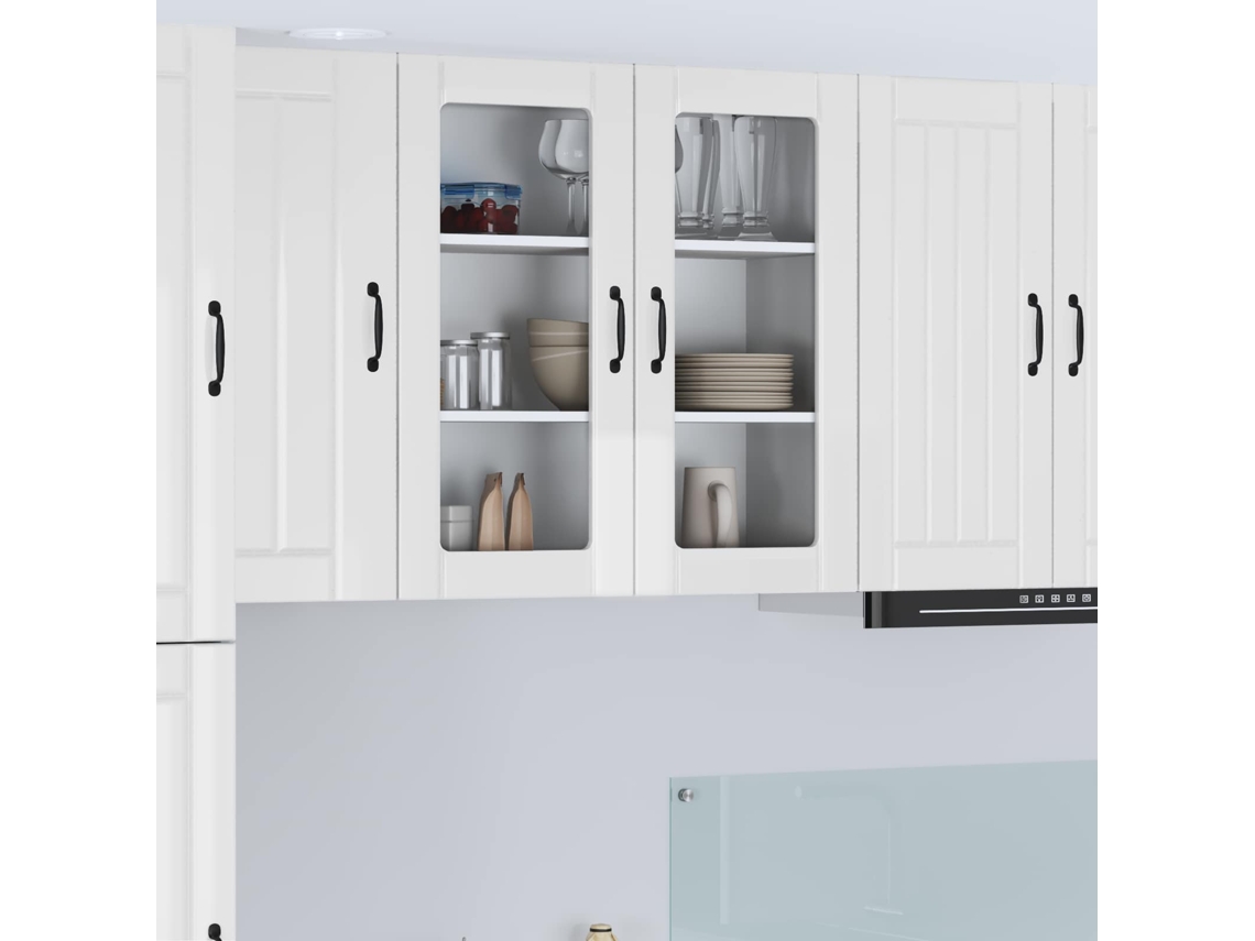 Vidaxl Armário De Vidro De Parede Lucca Branco Brilhante