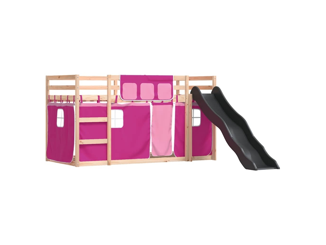 Beliche com Escorrega e Cortinas 80x200 Cm Rosa MAISON EXCLUSIVE