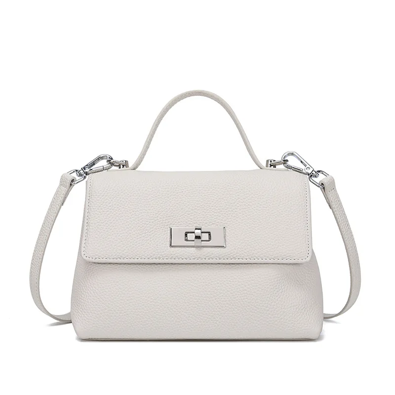 (tns2211-branco) Bolsa Feminina 100% Em Couro Genuíno, Modelo 2026, Bolsa De Ombro Feminina Em Couro Genuíno.