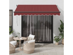 Vidaxl Toldo Retrátil Automático Com Luzes Led 350x250 Cm Bordô
