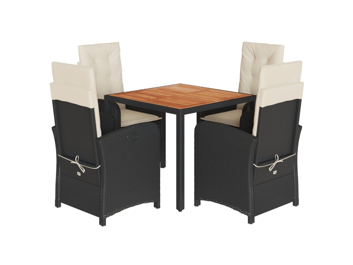 Conjunto de 5 Jantar para Jardim com Almofadões Vime Pe Preto MAISON EXCLUSIVE